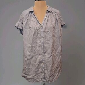 Artisan NY Shirt Women's Size L 100% Linen Sleeveless Blue Beach Lagenlook